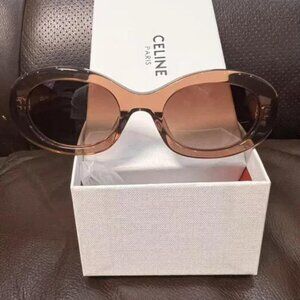 CELINE Triomphe 01 Sunglasses In Acetate BROWN CRYSTAL